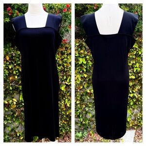 Misook woven black squared neck classic dress